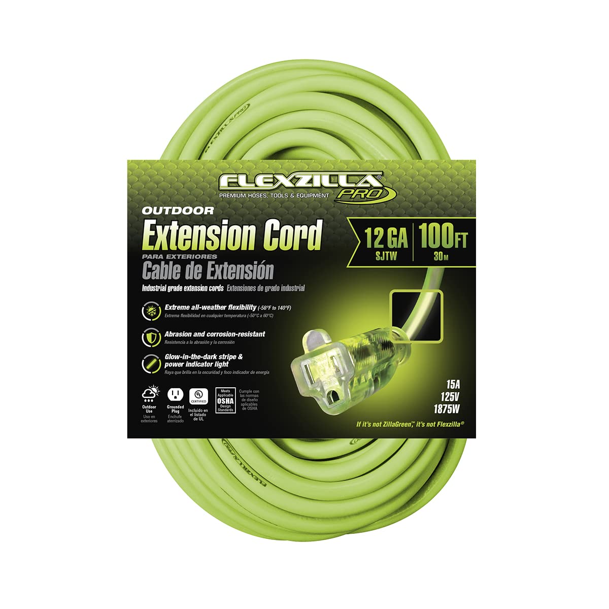 12/3 AWG SJTW 100 ft. Lighted Plug Indoor/Outdoor Extension Cord U73817