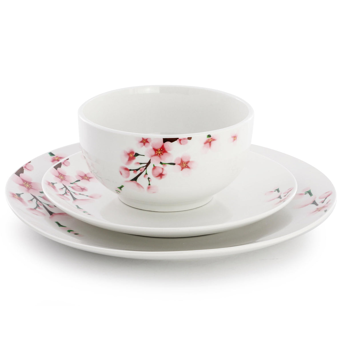 12 Piece Porcelain Dinnerware Set, Service for 4 W25713