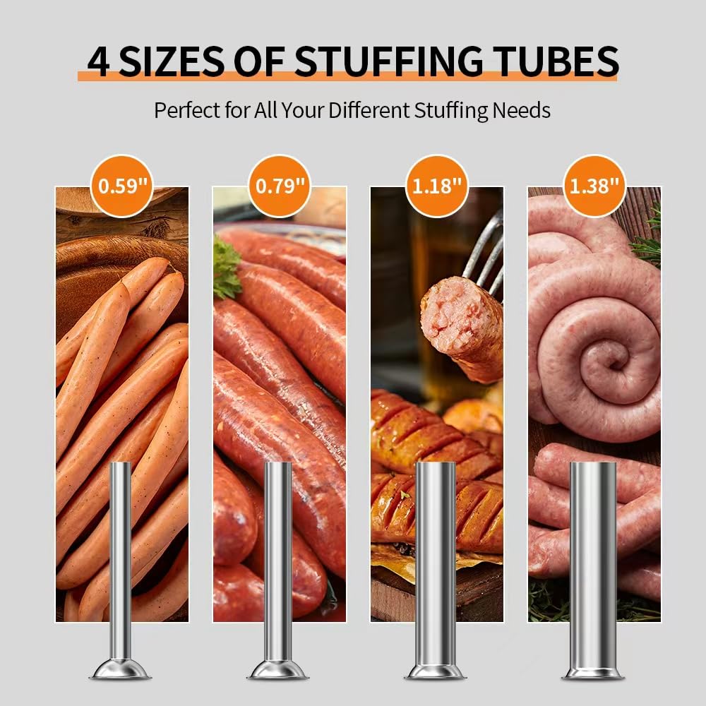 Manual Sausage Stuffer, 11Lbs/5L Meat Stuffer, 4 Stuffing Tubes Q3651