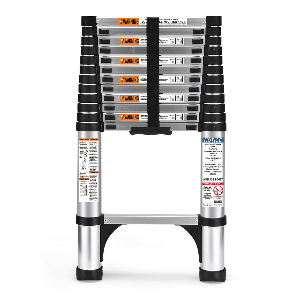 12.5 FT Aluminum Telescoping Ladder 330lbs A4792