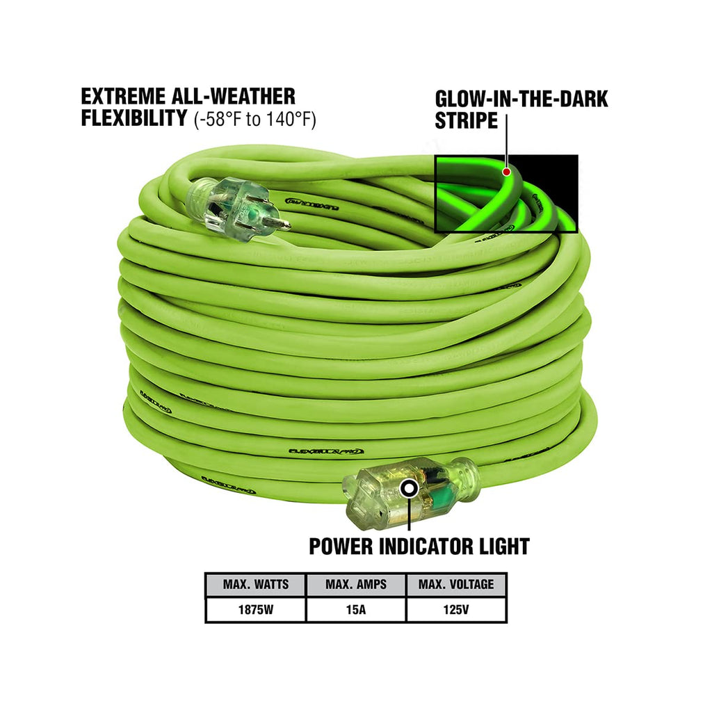 12/3 AWG SJTW 100 ft. Lighted Plug Indoor/Outdoor Extension Cord U73817