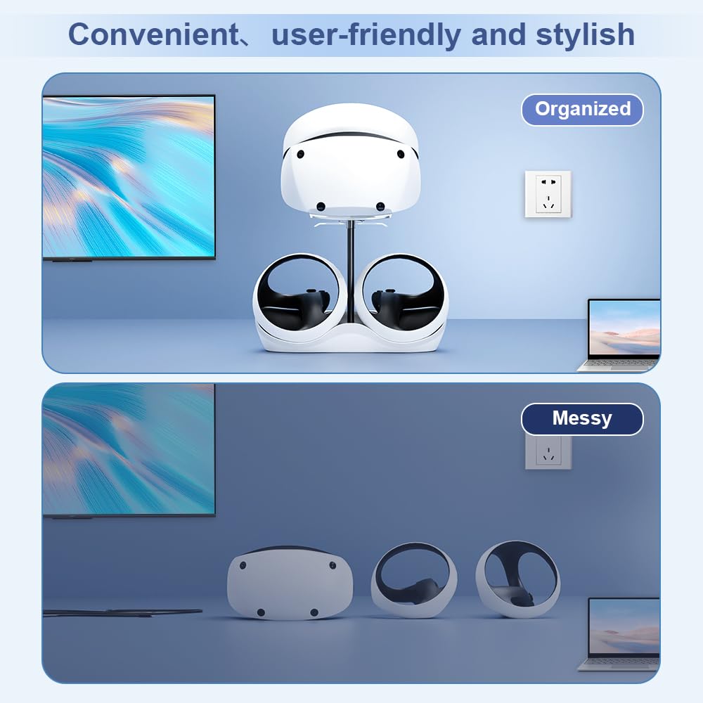 Charging Station with 7 RGB Light, Headset Display Stand, Dual Controllers Charger Dock M9024