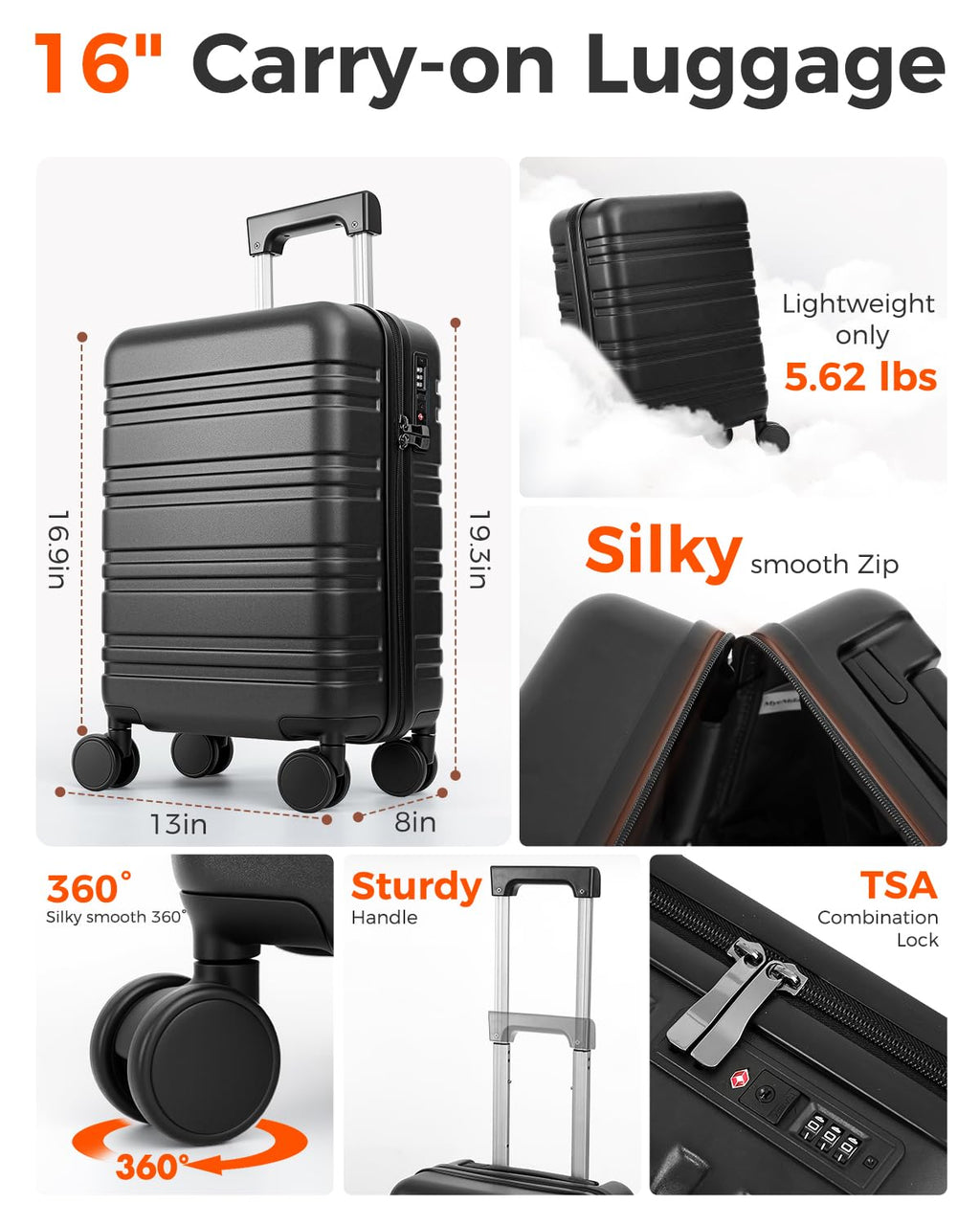 16 Inch Underseat Carry On Luggage Y14659