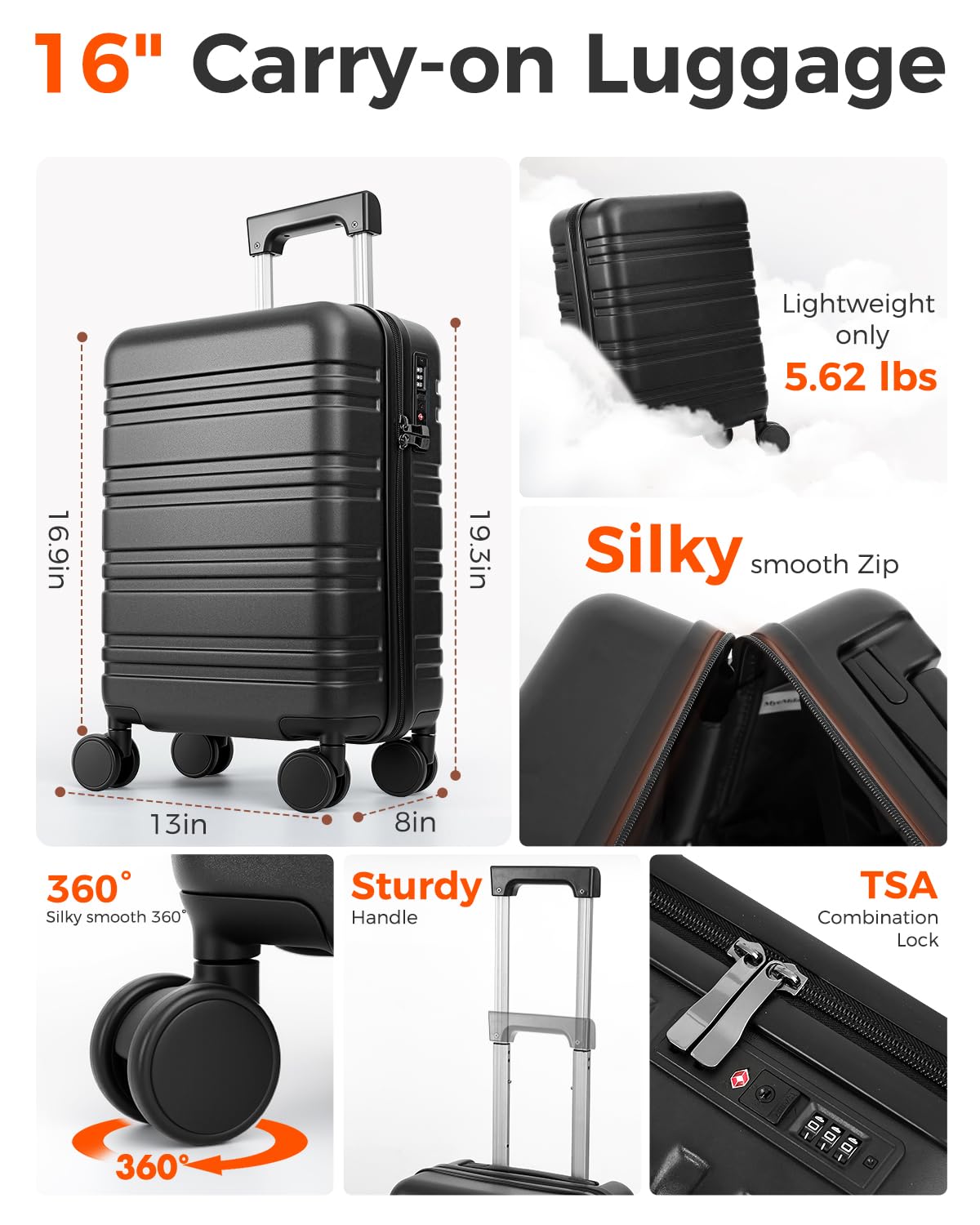 16 Inch Underseat Carry On Luggage Y14659