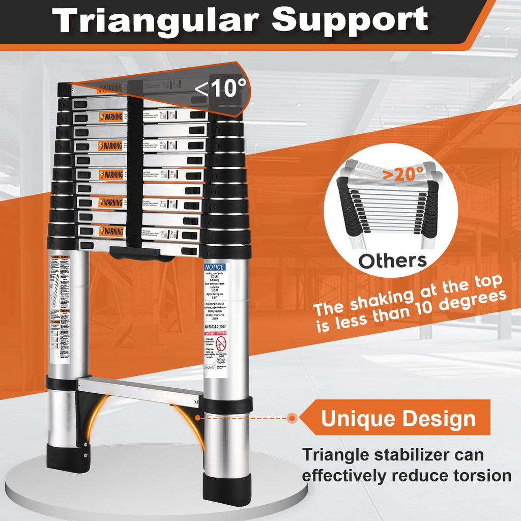 12.5 FT Aluminum Telescoping Ladder 330lbs A4792