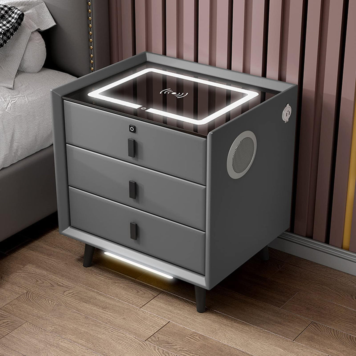 3-Color LED Nightstand with Wireless Charging Station and USB Q3777