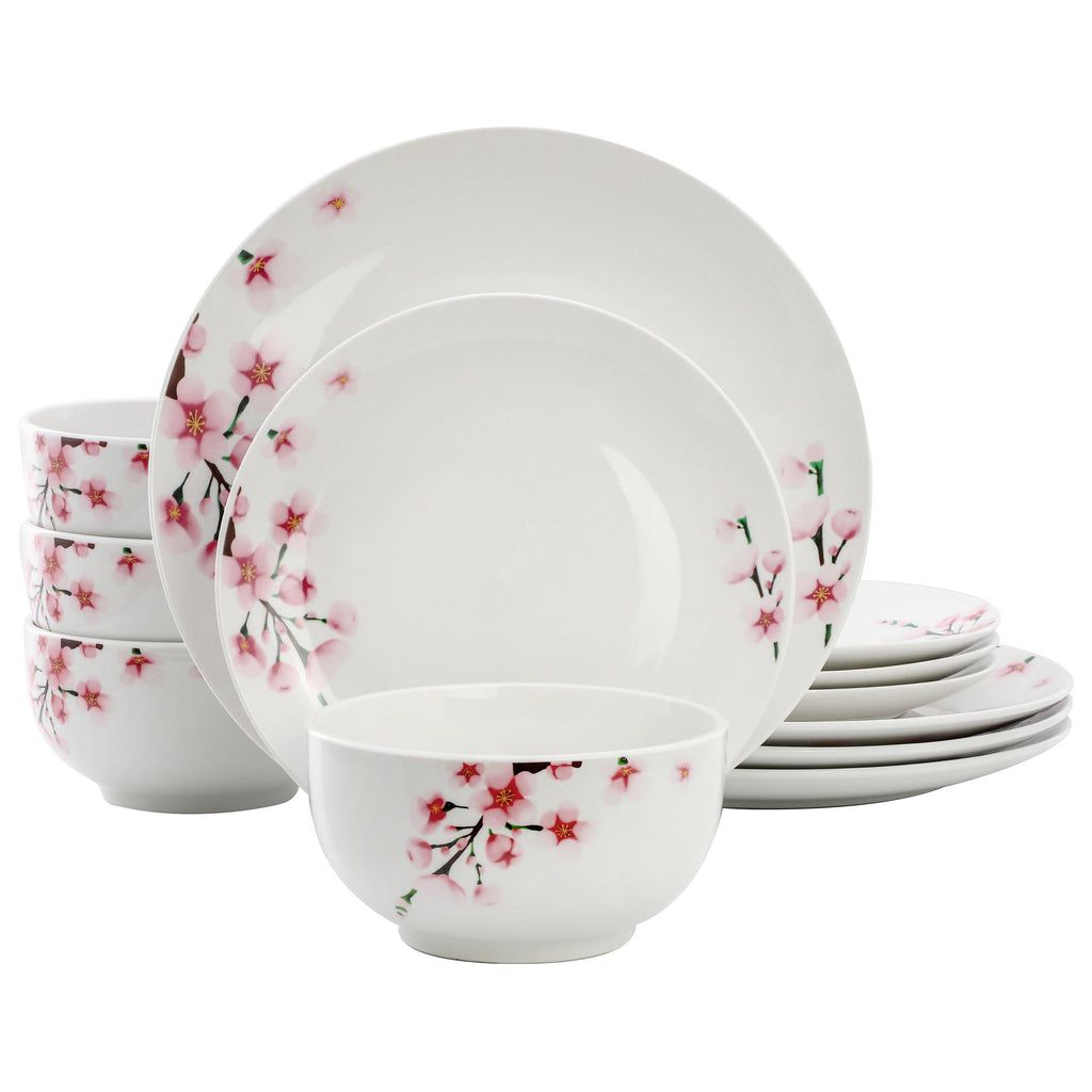 12 Piece Porcelain Dinnerware Set, Service for 4 W25713
