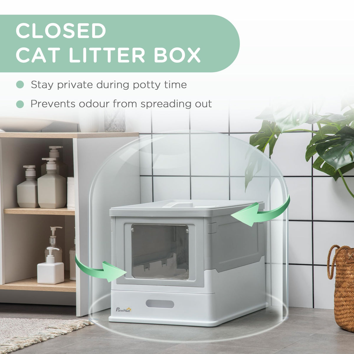 Fully Enclosed Cat Litter Box with Scoop X18632