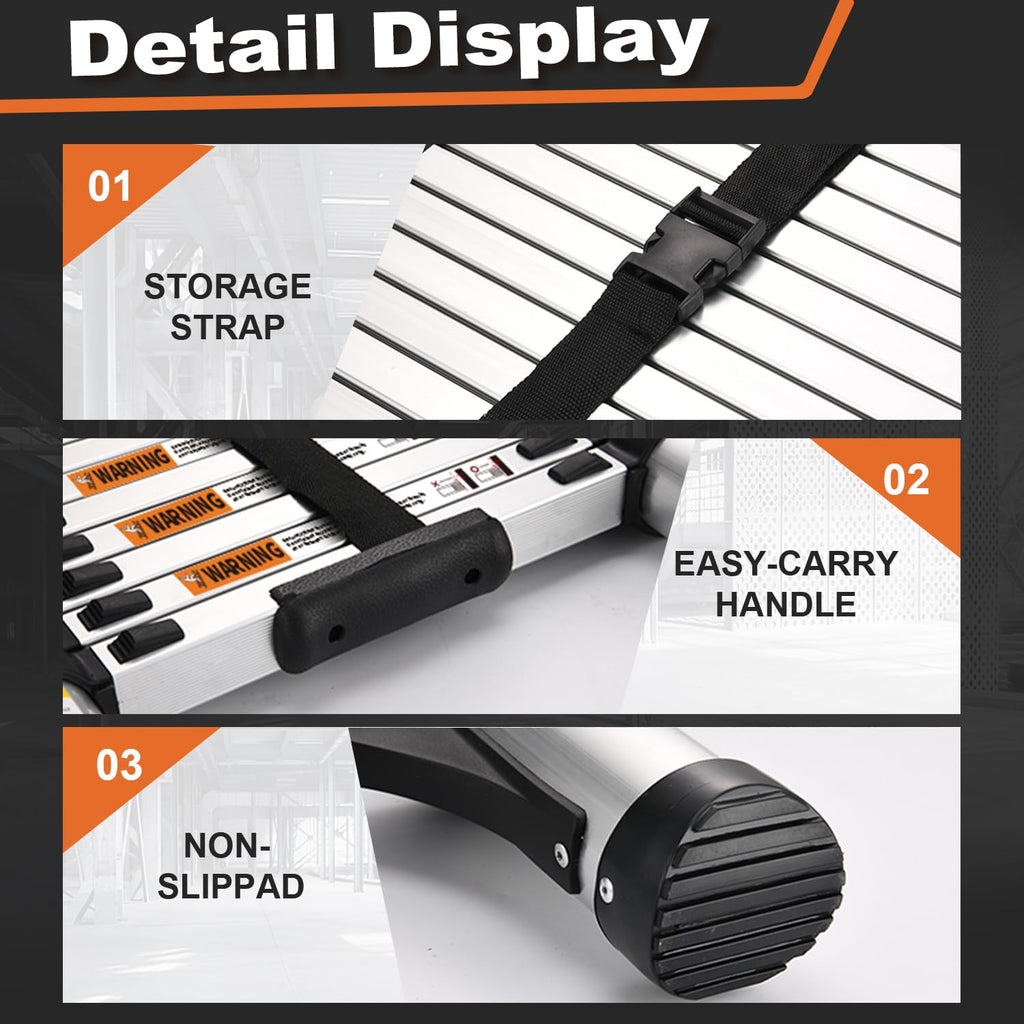 12.5 FT Aluminum Telescoping Ladder 330lbs A4792