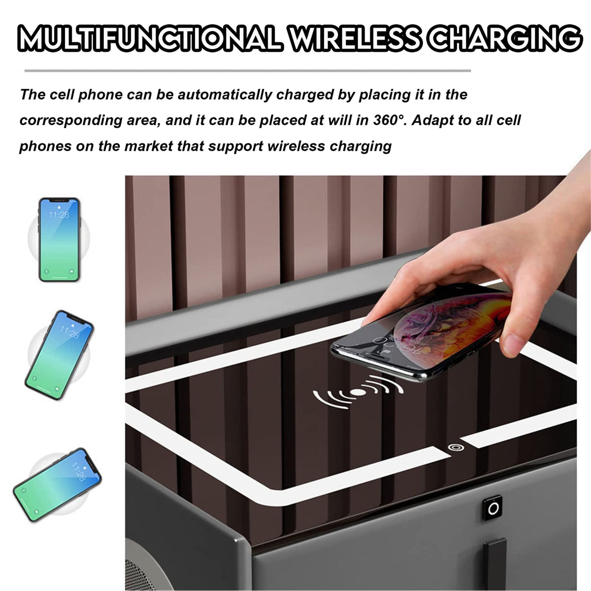 3-Color LED Nightstand with Wireless Charging Station and USB Q3777