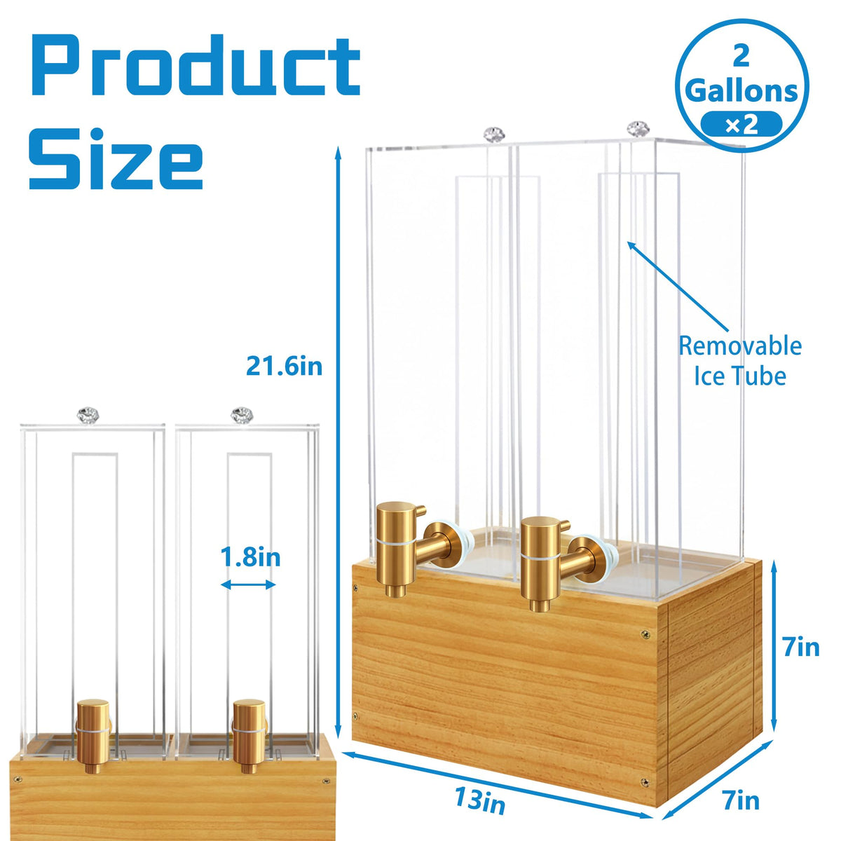 2 Pack 2 Gallon Drink Dispenser with Stand and Ice Core B27424