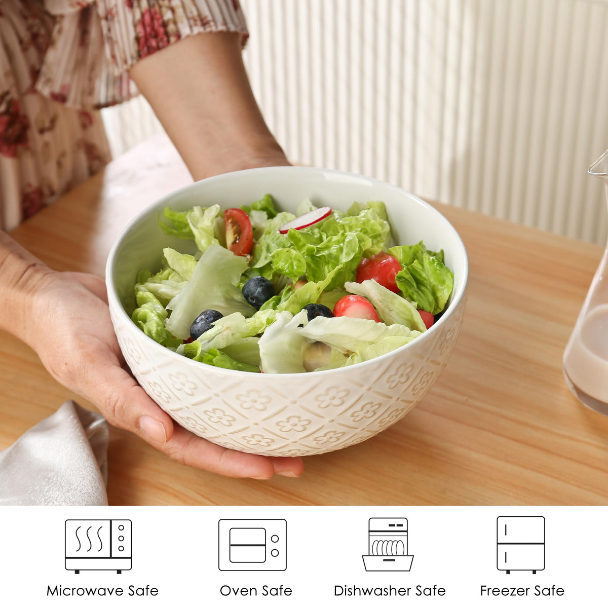 40 OZ Ceramic Bowls Set of 4, 6.7 Inch White T408626