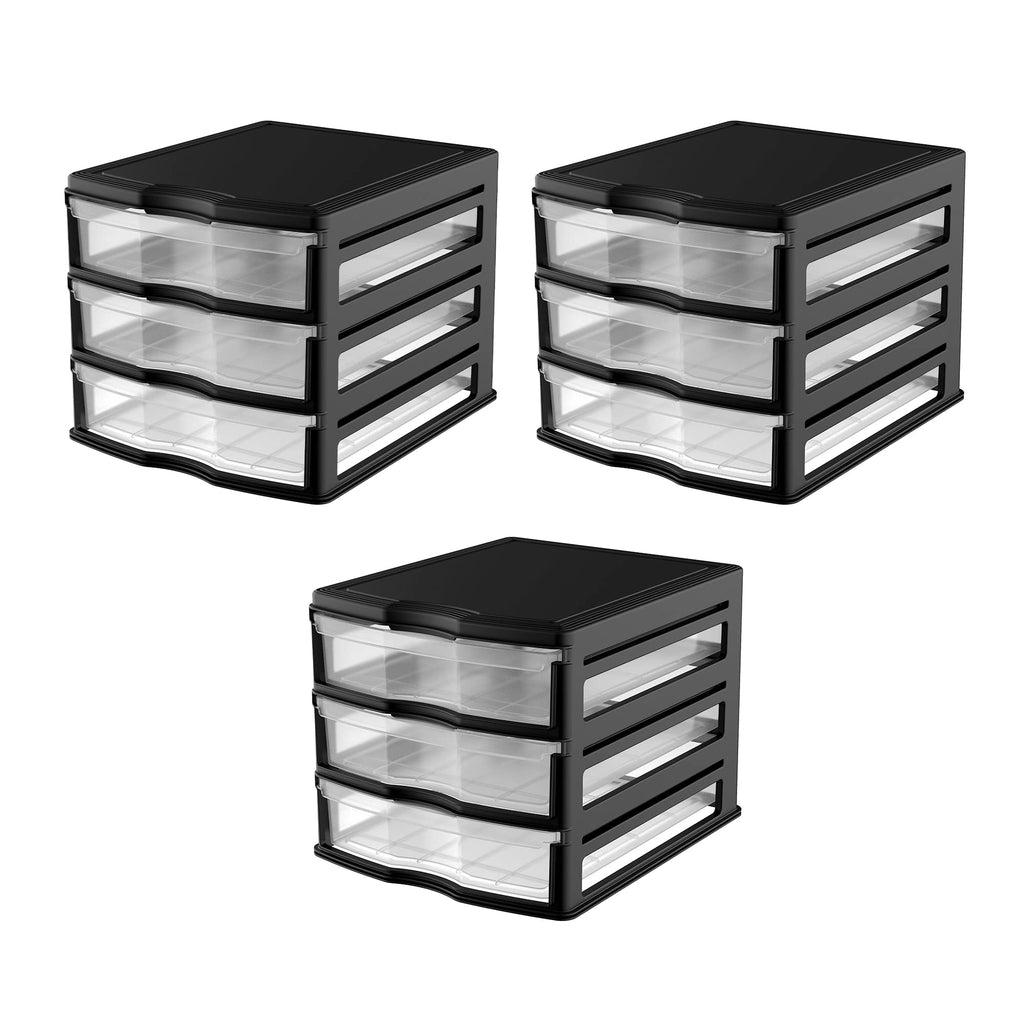 3 Pack 3 Drawer White Stackable Storage Organizer W514