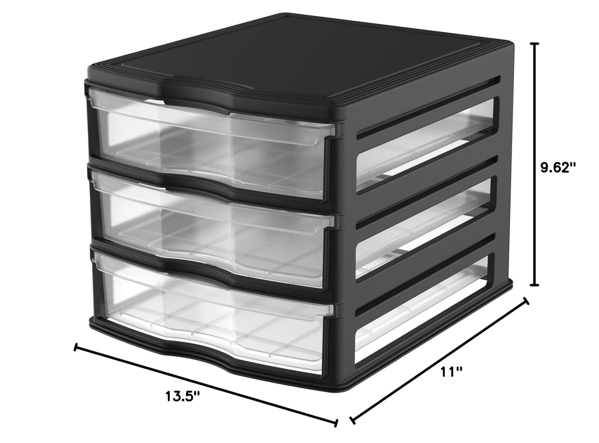 3 Pack 3 Drawer White Stackable Storage Organizer W514