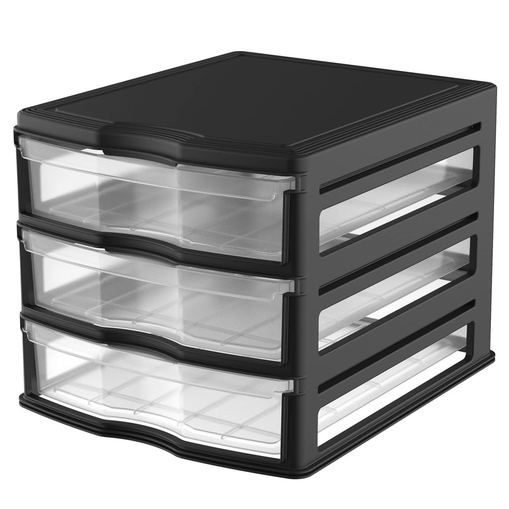 3 Pack 3 Drawer White Stackable Storage Organizer W514