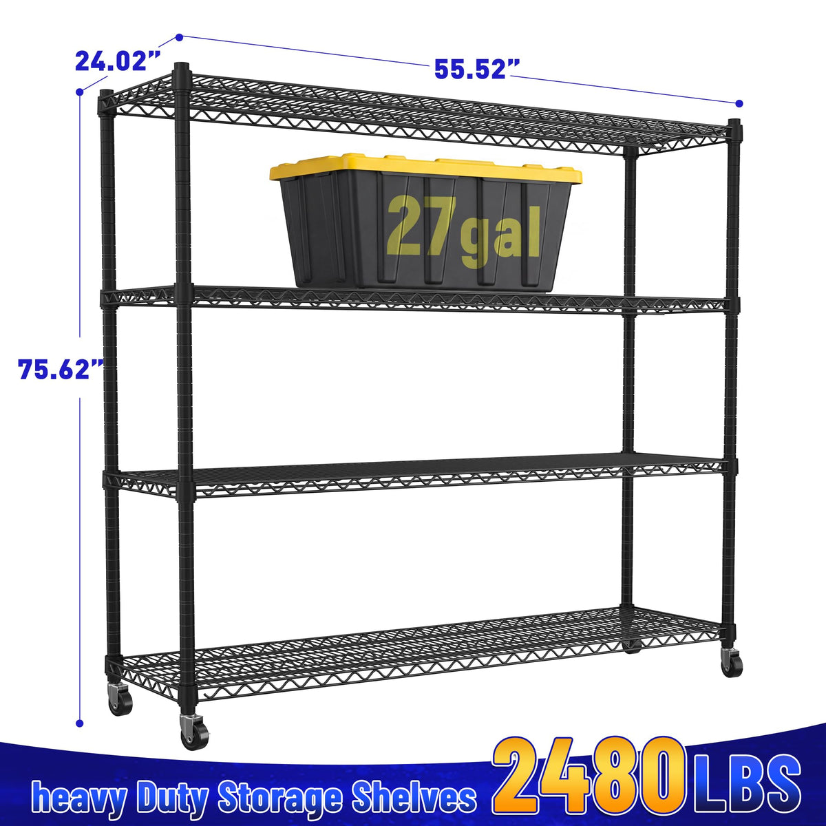 4-Tier Heavy Duty Shelving with Wheels D692174