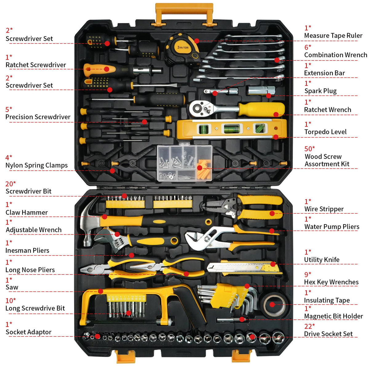 168-Piece Tool Set with Screwdrivers Ratchet Wrenches F150