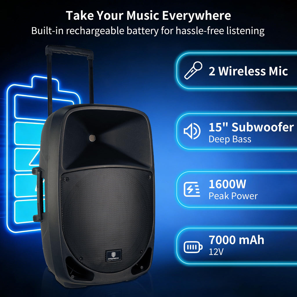 1600W 2-Way Rechargeable Powered PA Speaker System with Bluetooth P73358