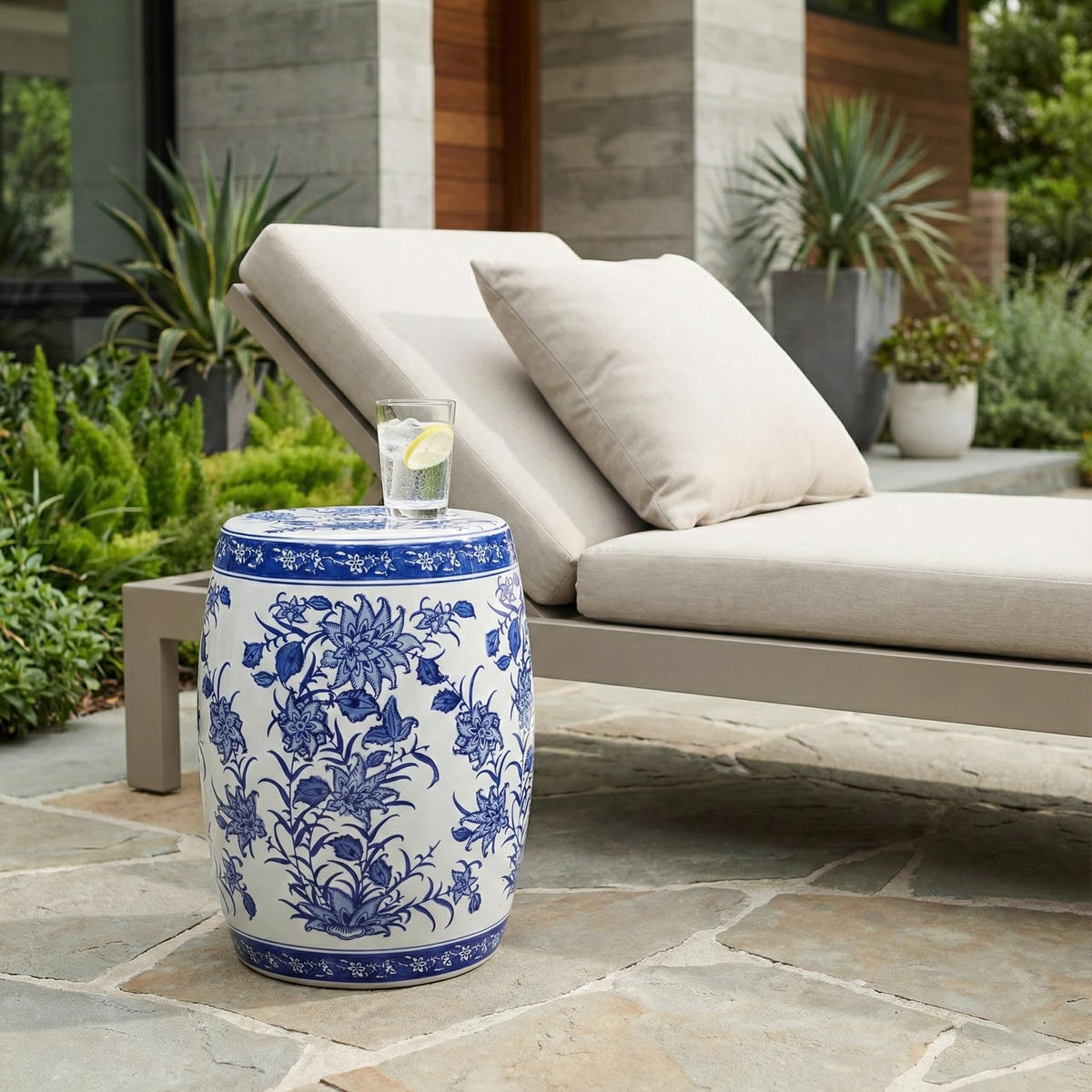 Ceramic Floral Pattern Stool X321