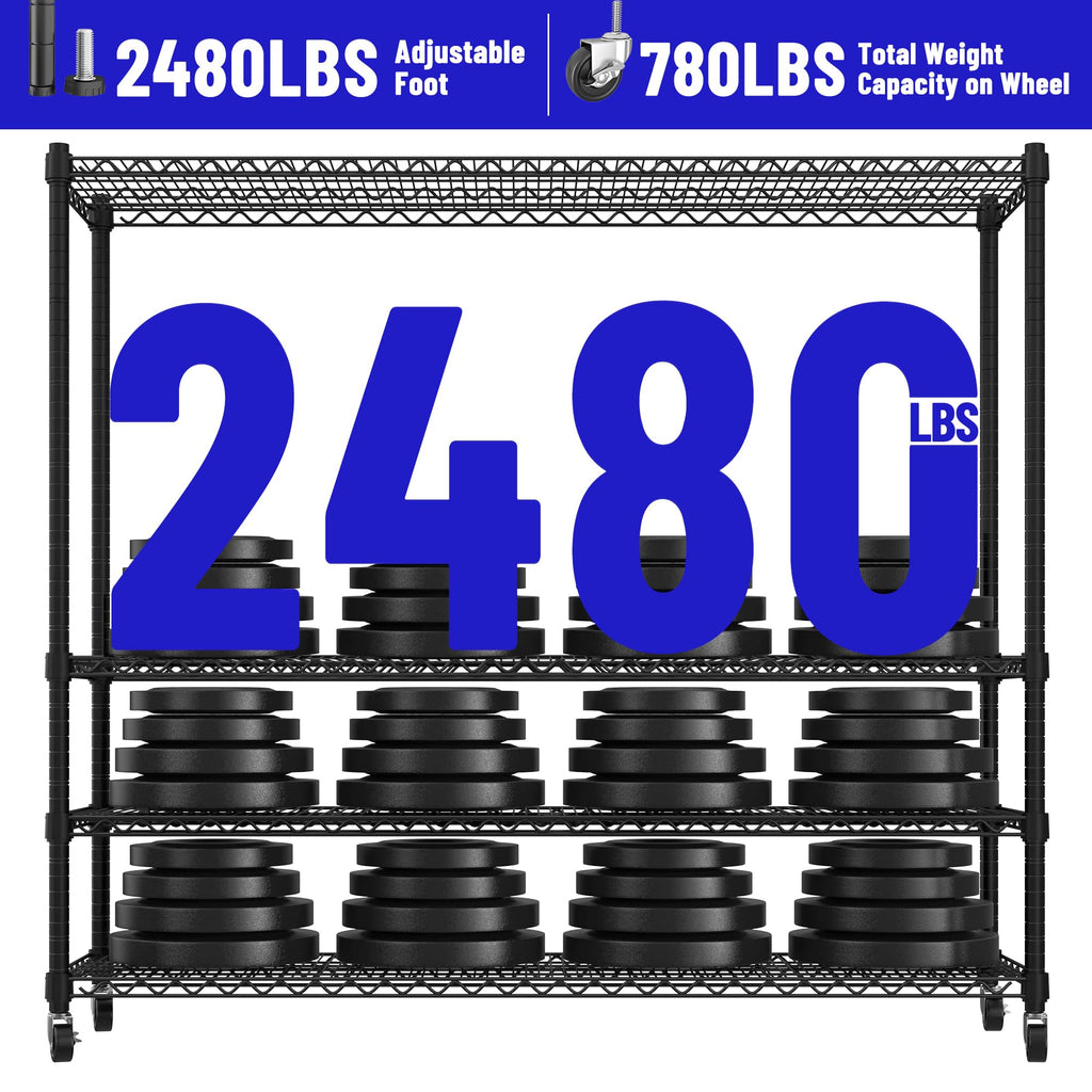 4-Tier Heavy Duty Shelving with Wheels D692174