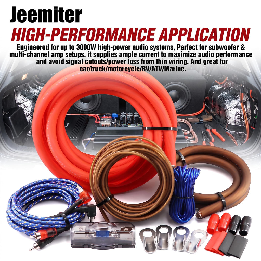 0 Gauge 3000W Amp Wiring Kit with 100A AGU Fuse M386757