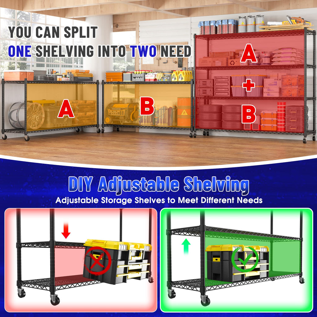 4-Tier Heavy Duty Shelving with Wheels D692174