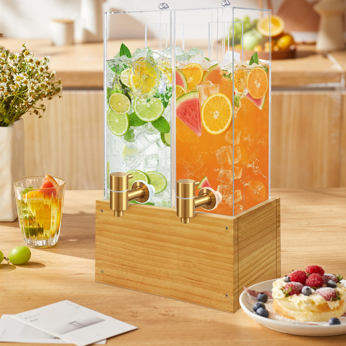 2 Pack 2 Gallon Drink Dispenser with Stand and Ice Core B27424