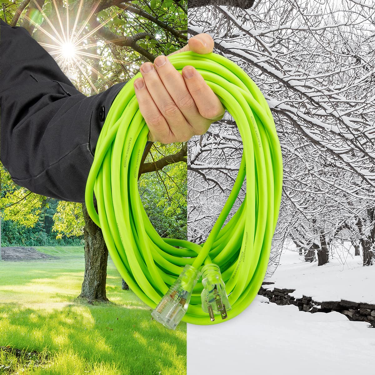 12/3 AWG SJTW 100 ft. Lighted Plug Indoor/Outdoor Extension Cord U73817