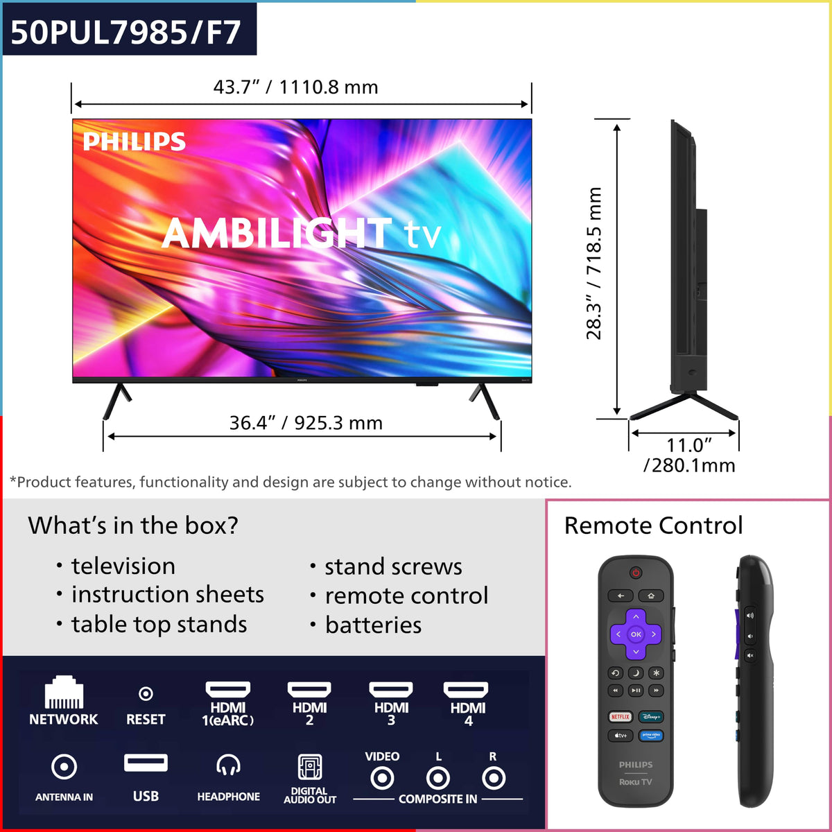 50 Inch 4K QLED Roku TV L52387