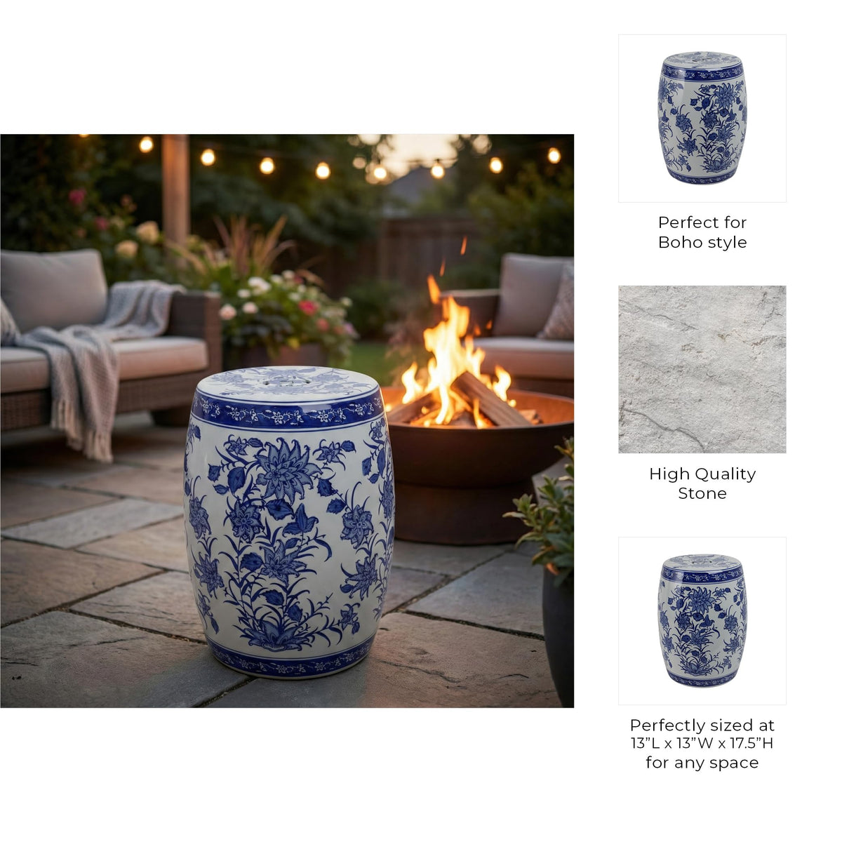 Ceramic Floral Pattern Stool X321