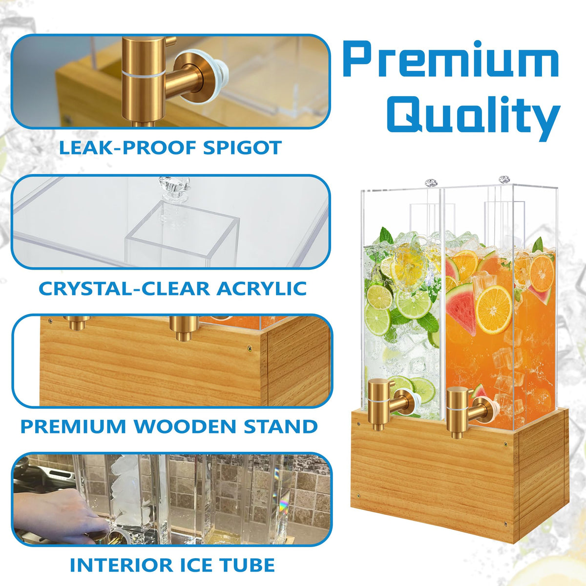 2 Pack 2 Gallon Drink Dispenser with Stand and Ice Core B27424
