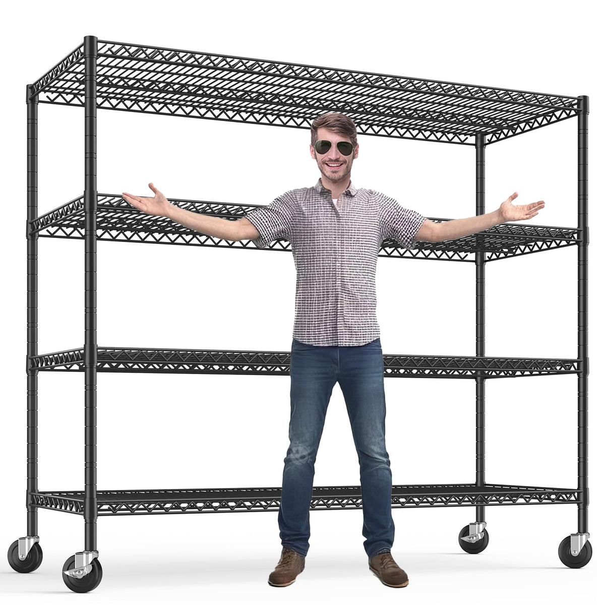 4-Tier Heavy Duty Shelving with Wheels D692174