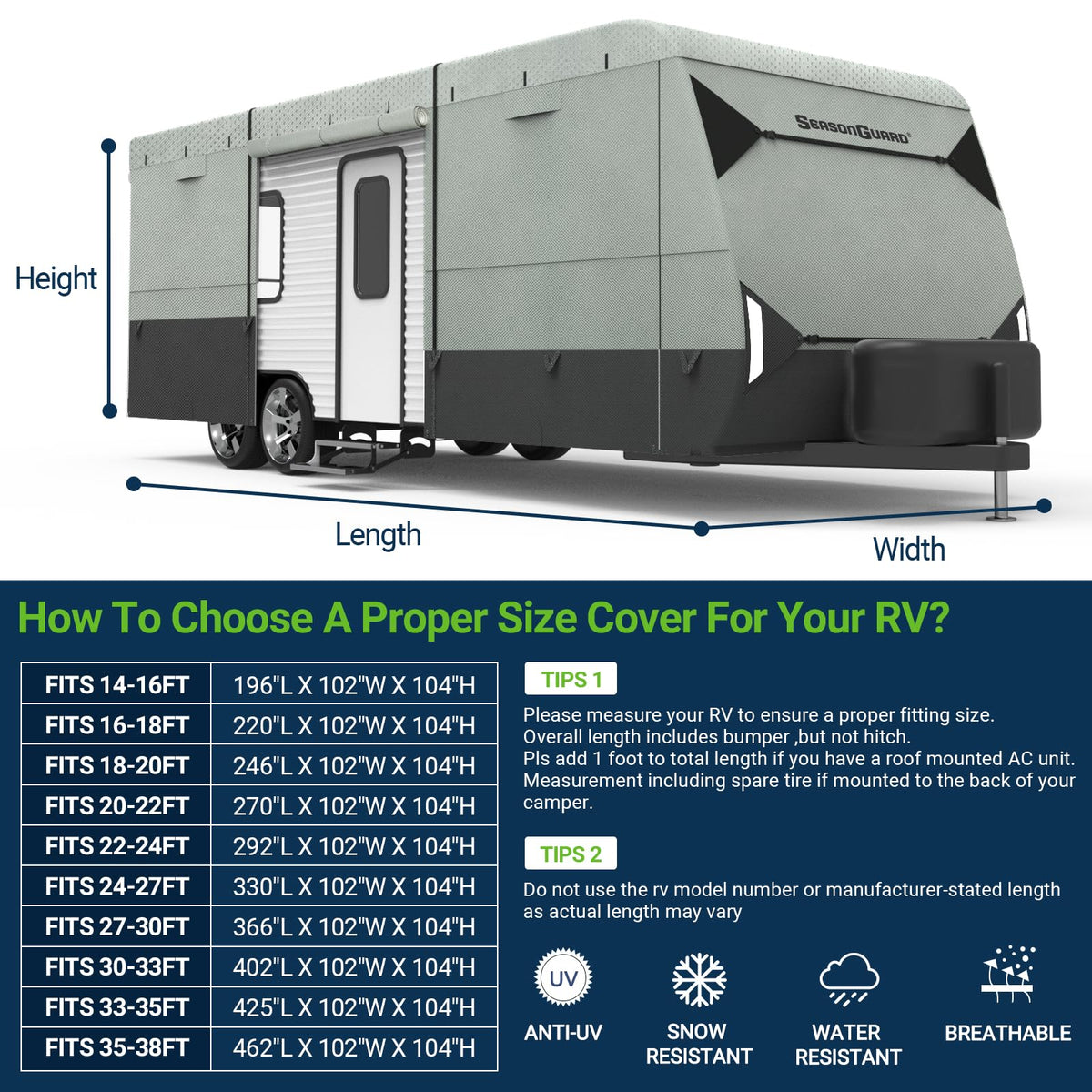 14-16 ft Waterproof Travel Trailer Cover Y533635