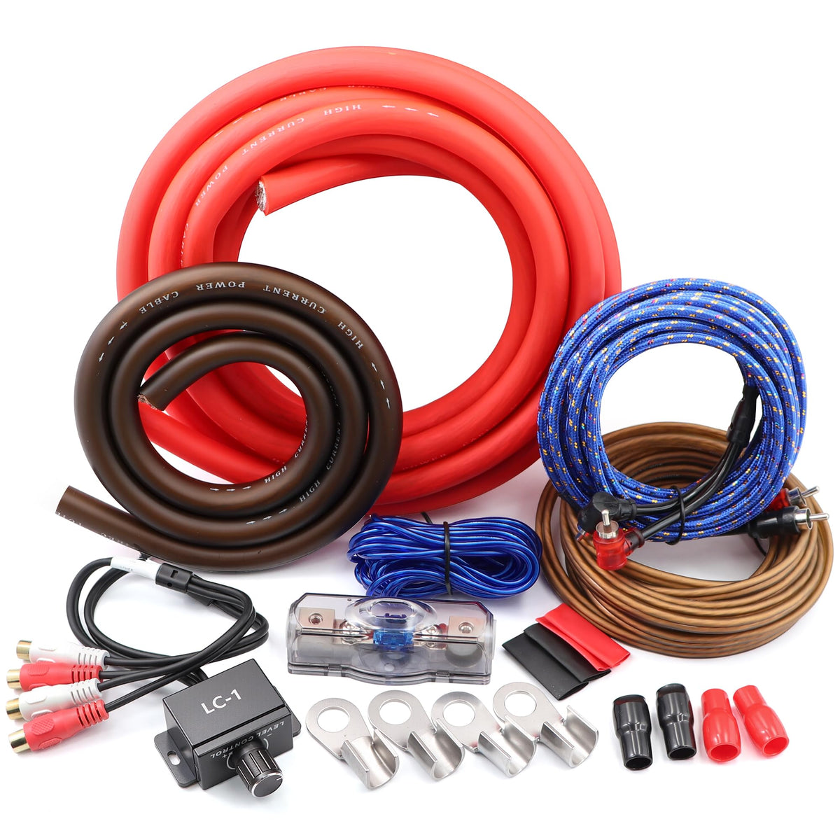 0 Gauge Car Audio Amp Wiring Kit 3000W with Bass Knob T129681