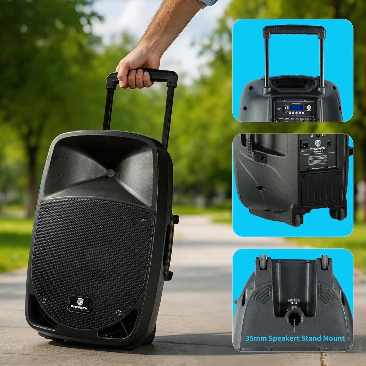 1600W 2-Way Rechargeable Powered PA Speaker System with Bluetooth P73358