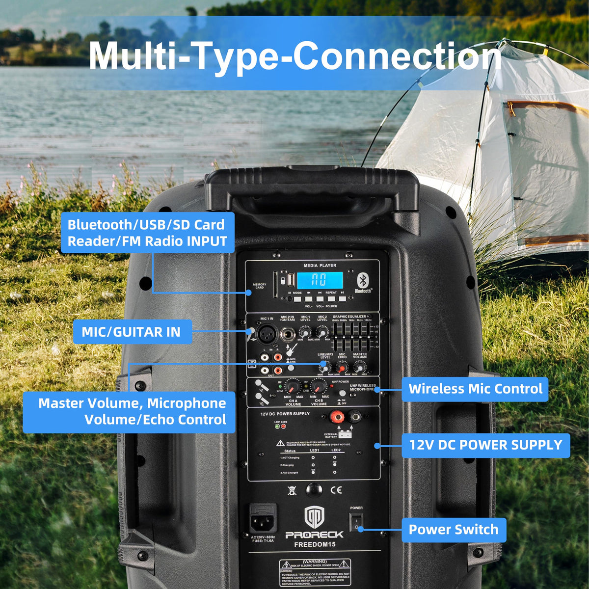 1600W 2-Way Rechargeable Powered PA Speaker System with Bluetooth P73358